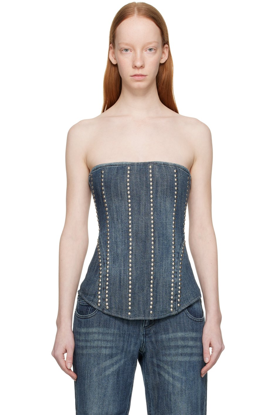 Miaou - Corset Libra bleu en denim