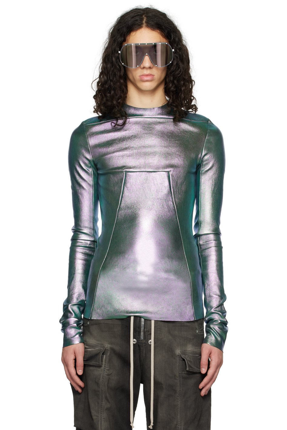 Rick Owens - T-shirt à manches longues irisé multicolore