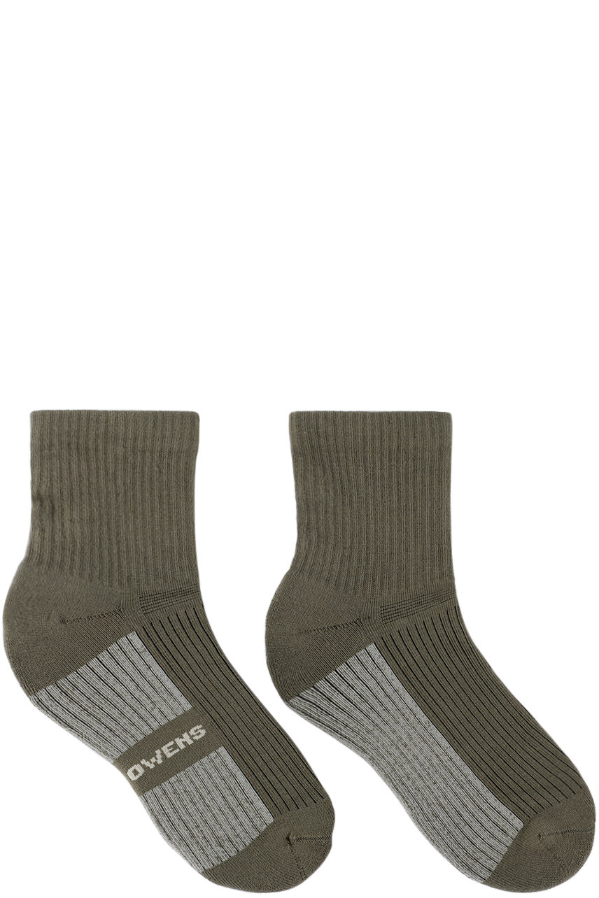 Rick Owens - Enfant | Chaussettes vertes à logo en tricot jacquard