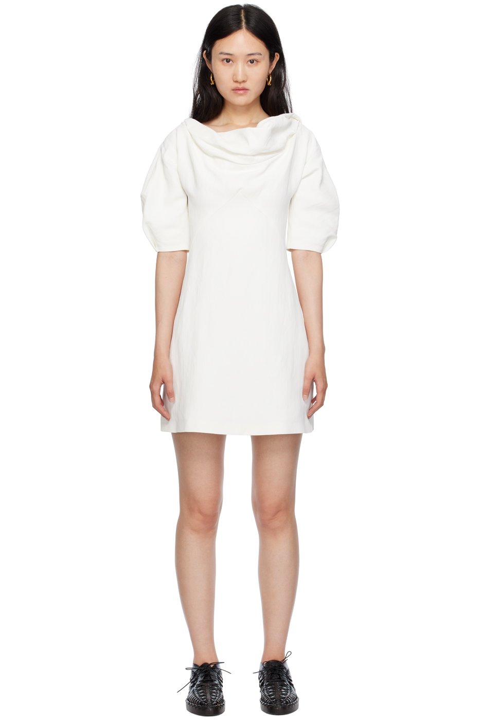 Jil Sander - Robe courte blanche à col bénitier