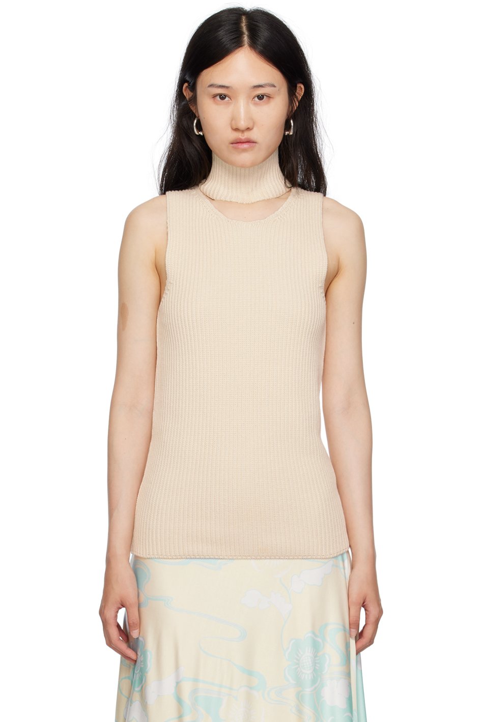 Jil Sander - Débardeur beige à col amovible
