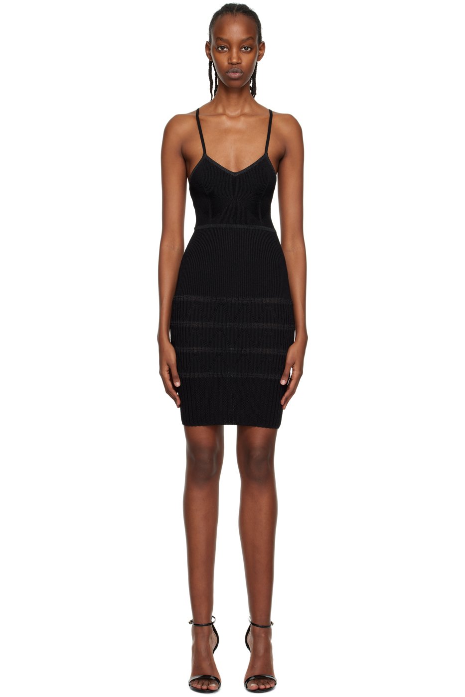 Balmain - Robe courte noire à col en V