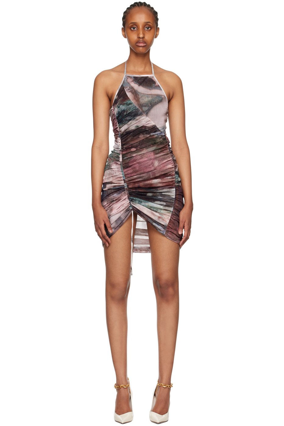 Balmain - Robe courte multicolore à motif graphique imprimé