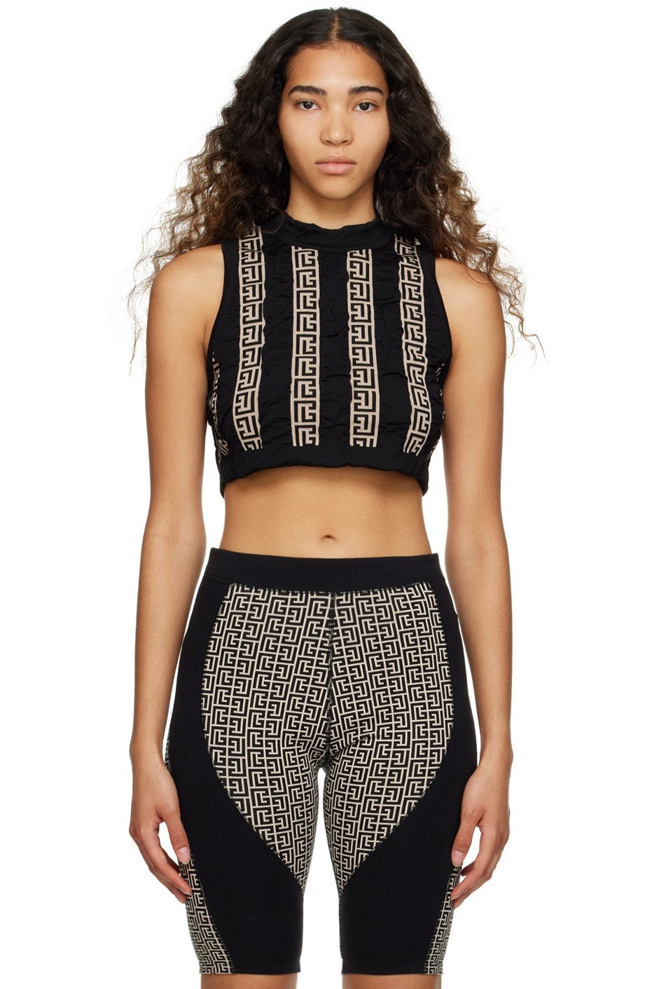 Balmain - Débardeur noir en laine froissée