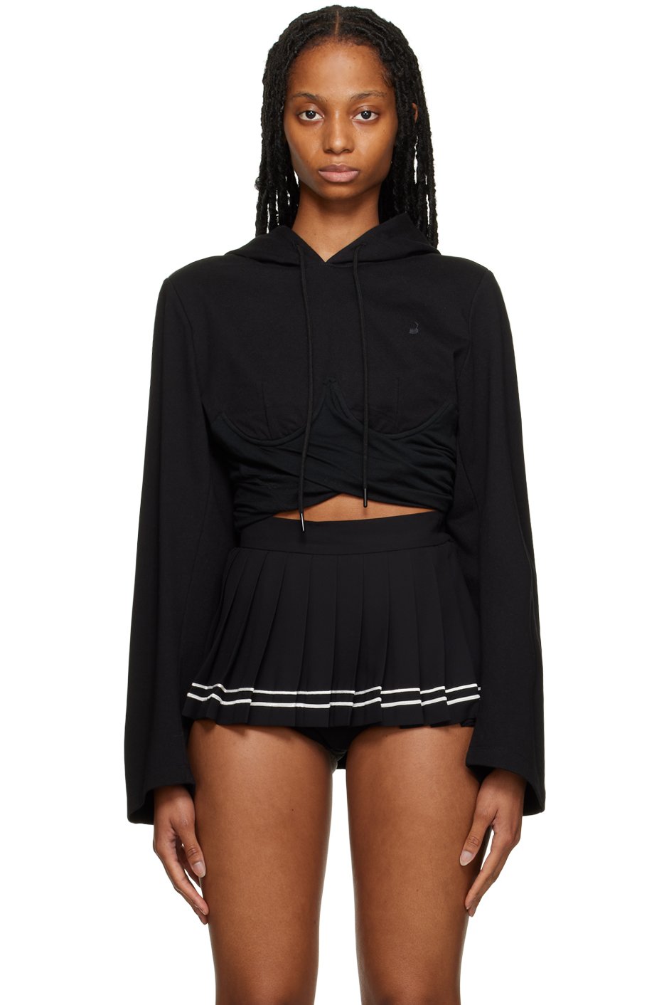 Pushbutton - Pull à capuche noir à baleines