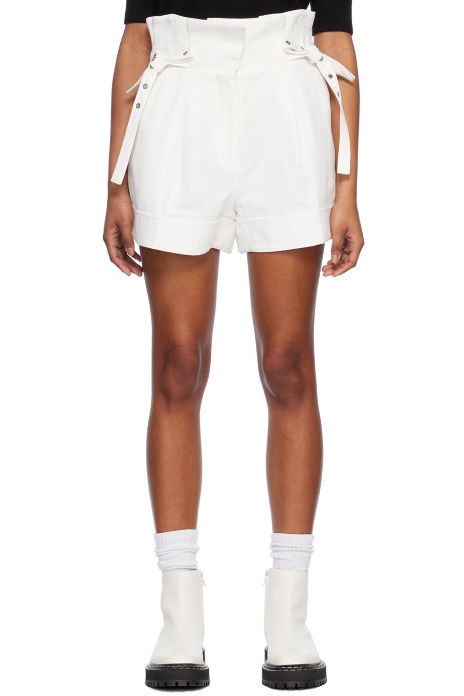3.1 Phillip Lim - Short blanc à taille plissée