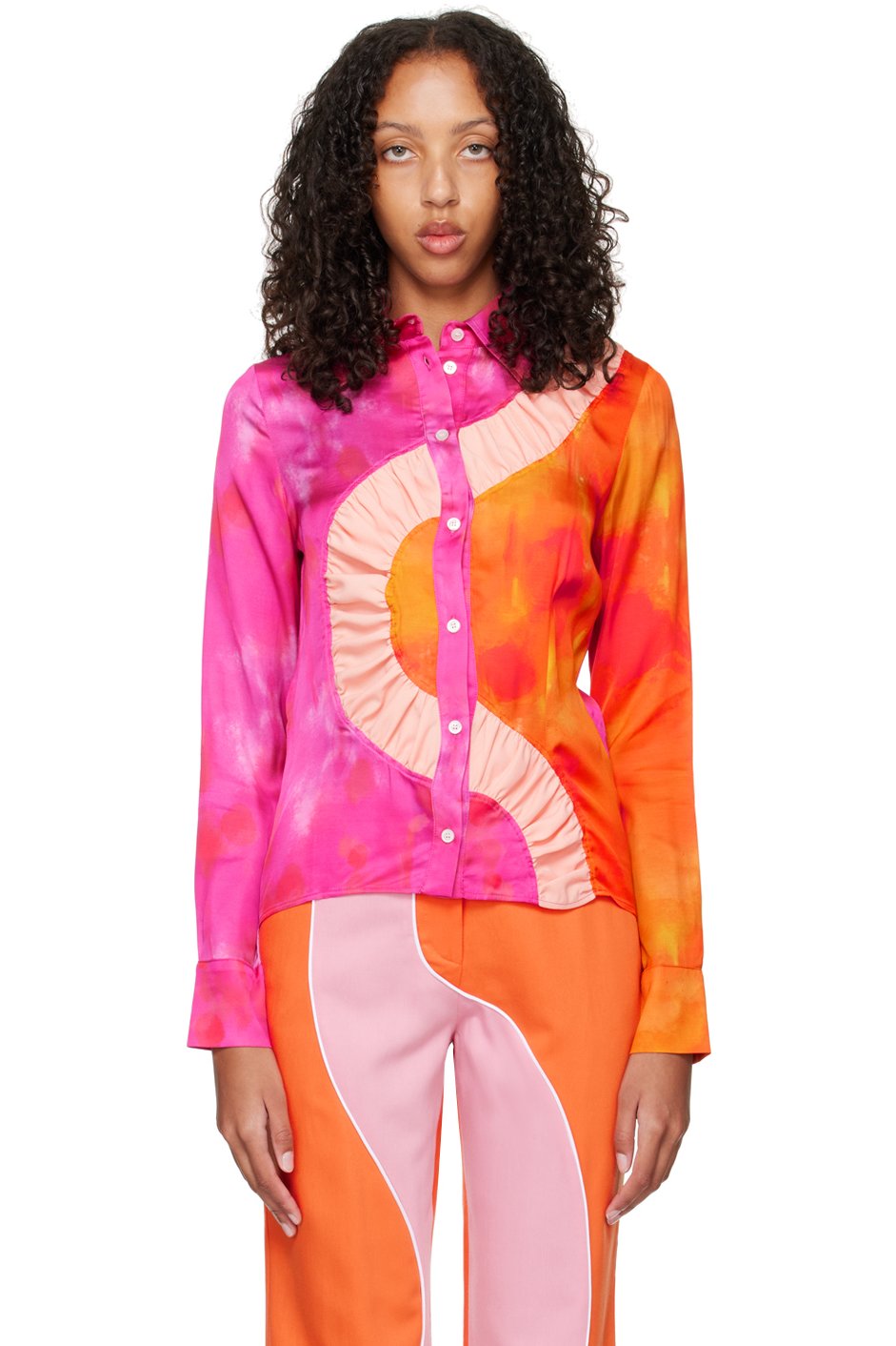 Ahluwalia - Chemise Kati rose et orange