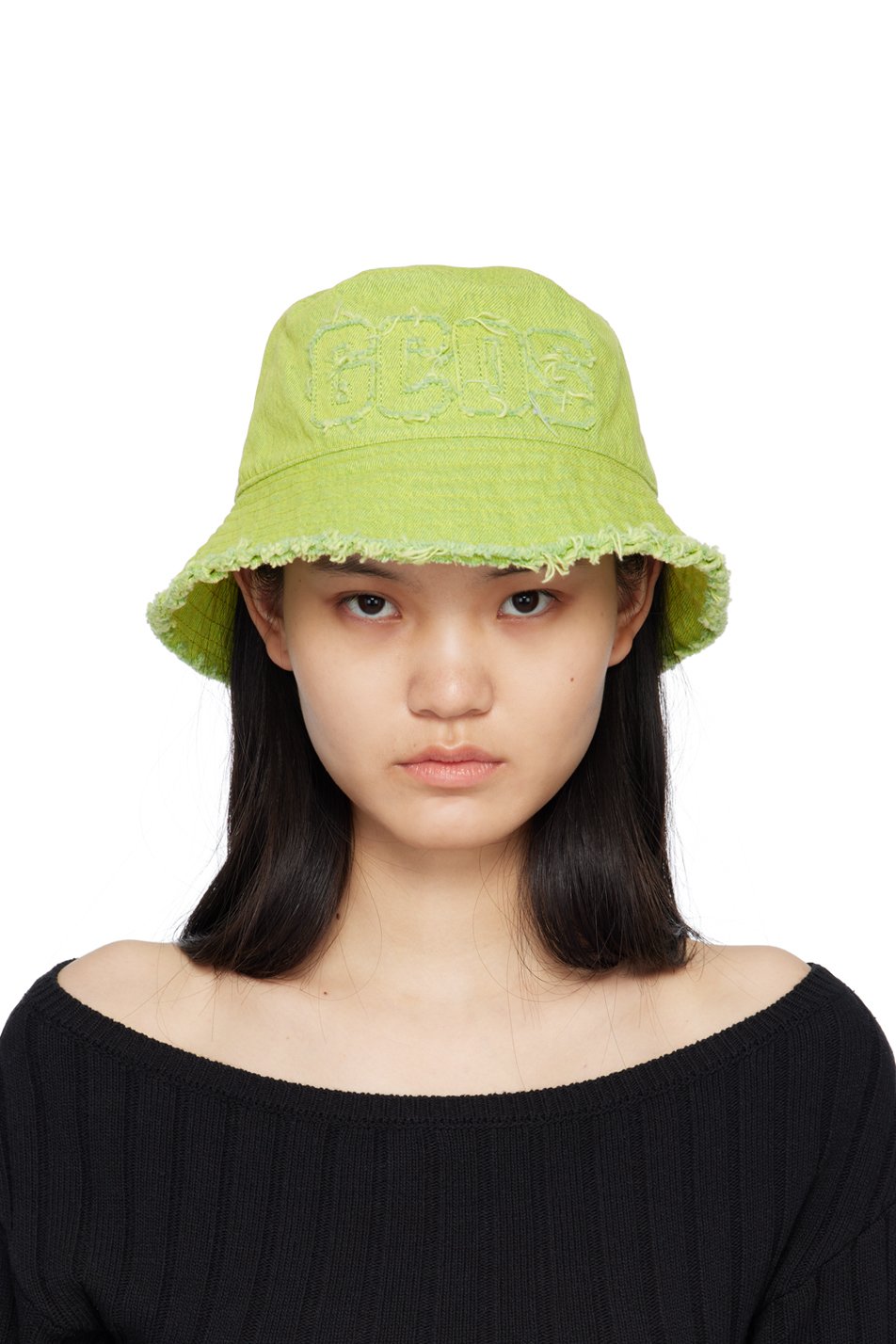 GCDS - Chapeau bob vert à effet usé
