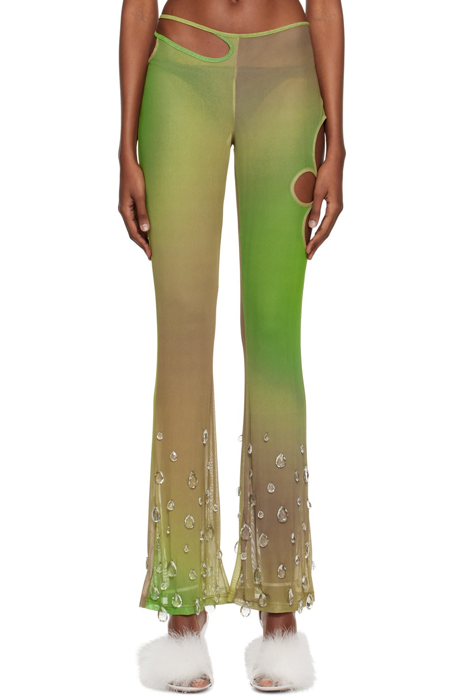 GCDS - Legging Sita kaki à ornements en verre taillé