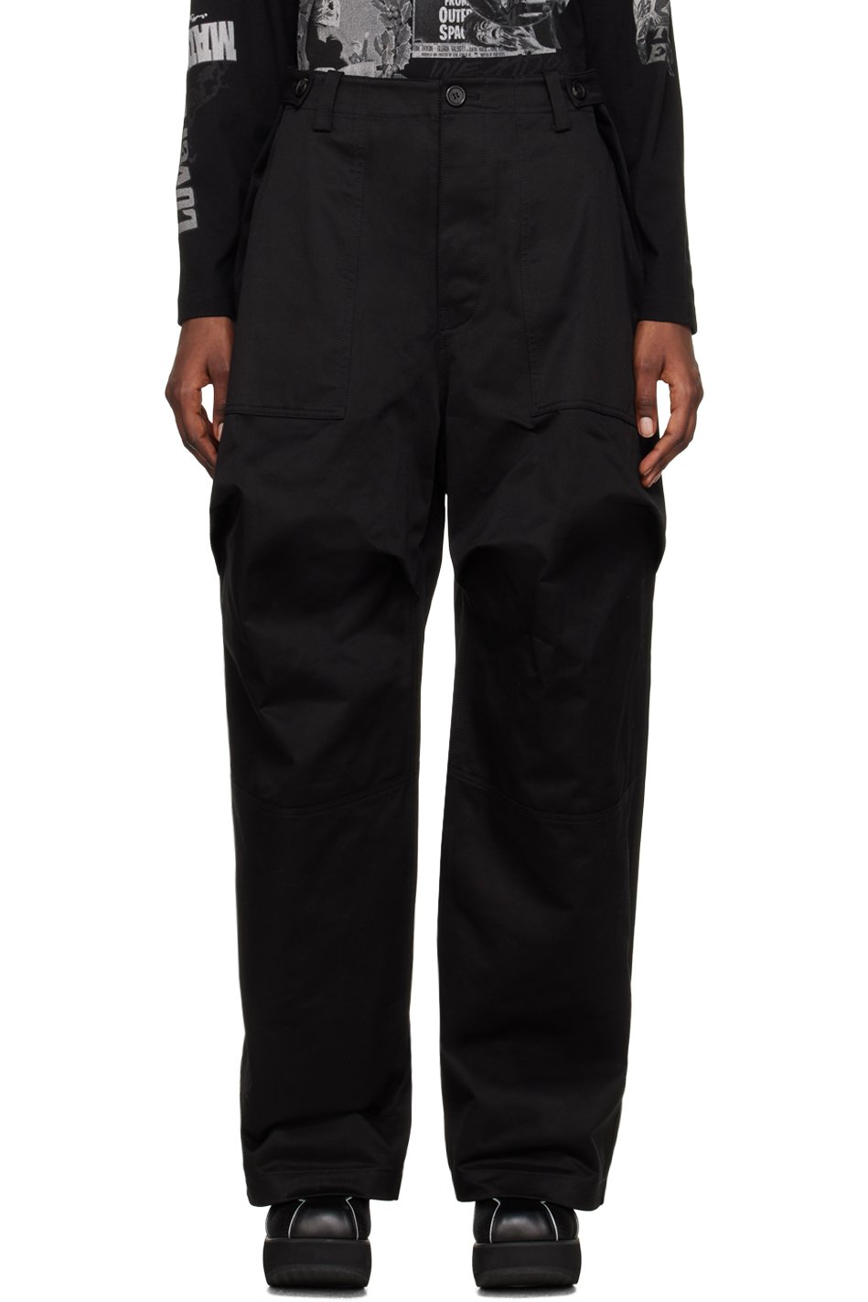 We11done - Pantalon noir à panneaux