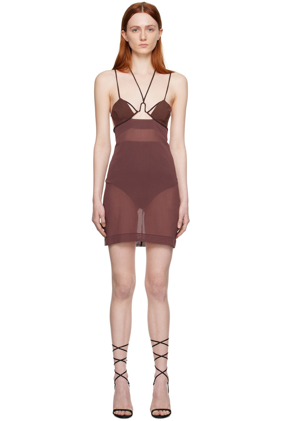 Nensi Dojaka - Robe courte semi-transparente brune