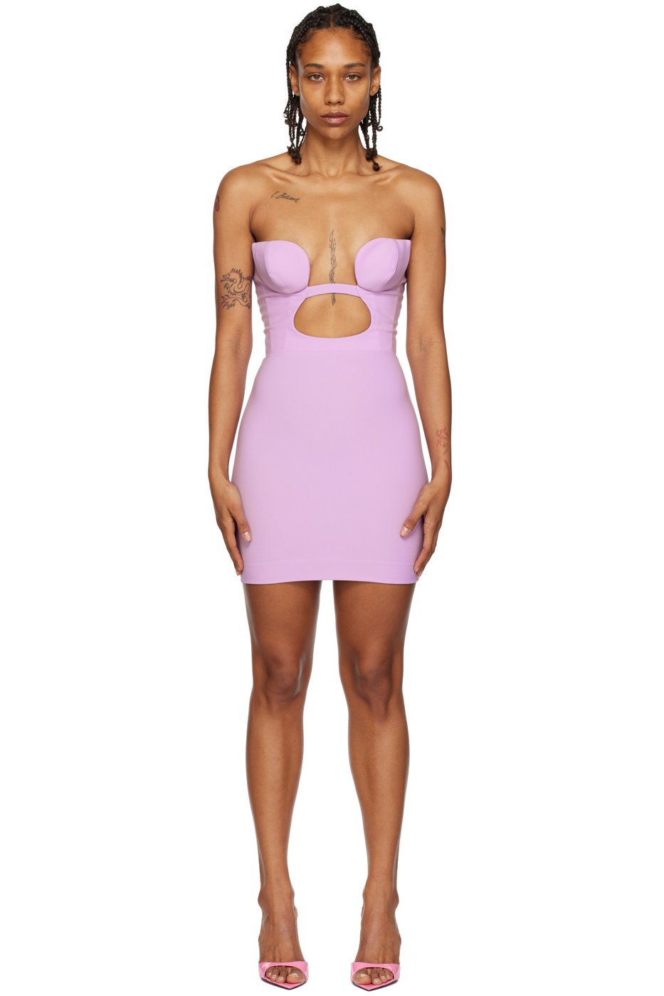 Nensi Dojaka - Robe courte mauve à découpe