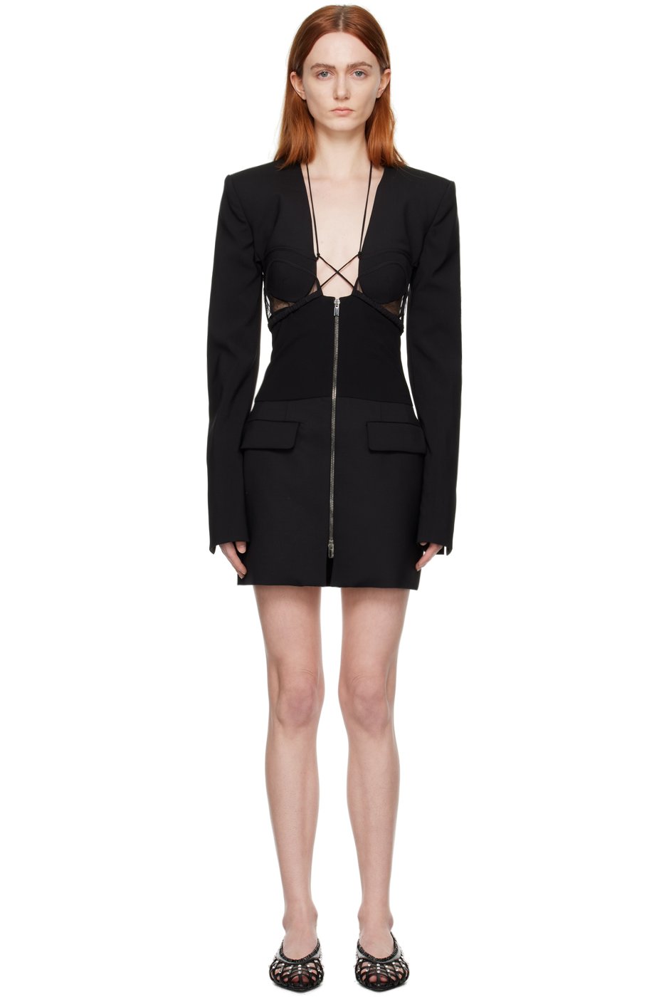 Nensi Dojaka - Robe courte de style veston noire