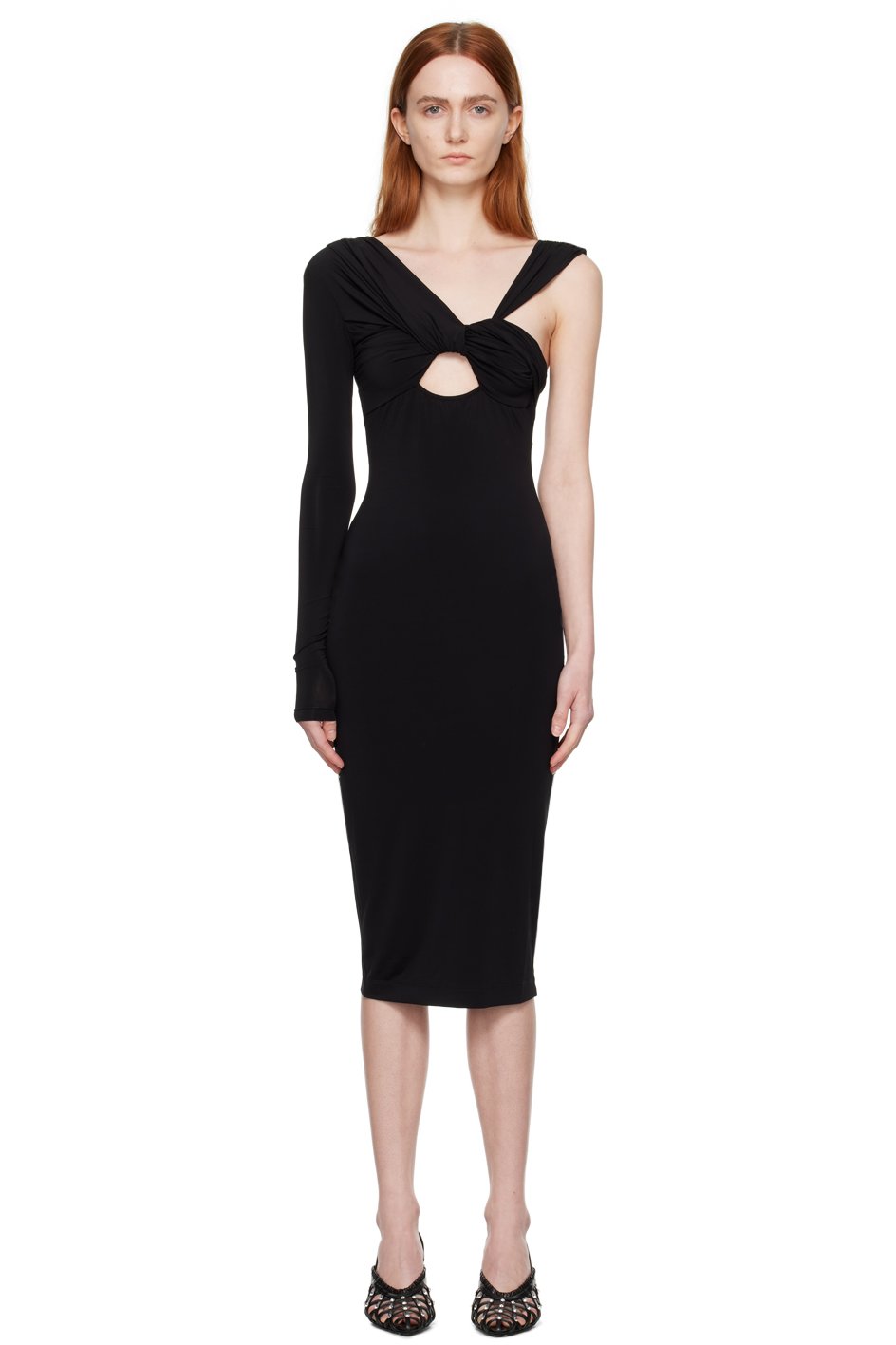 Nensi Dojaka - Robe midi noire à manche unique