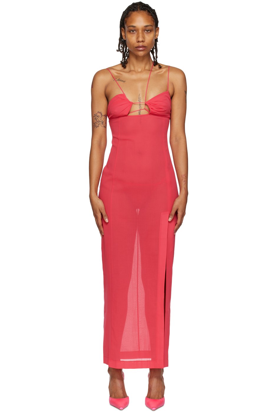 Nensi Dojaka - Robe longue asymétrique rose