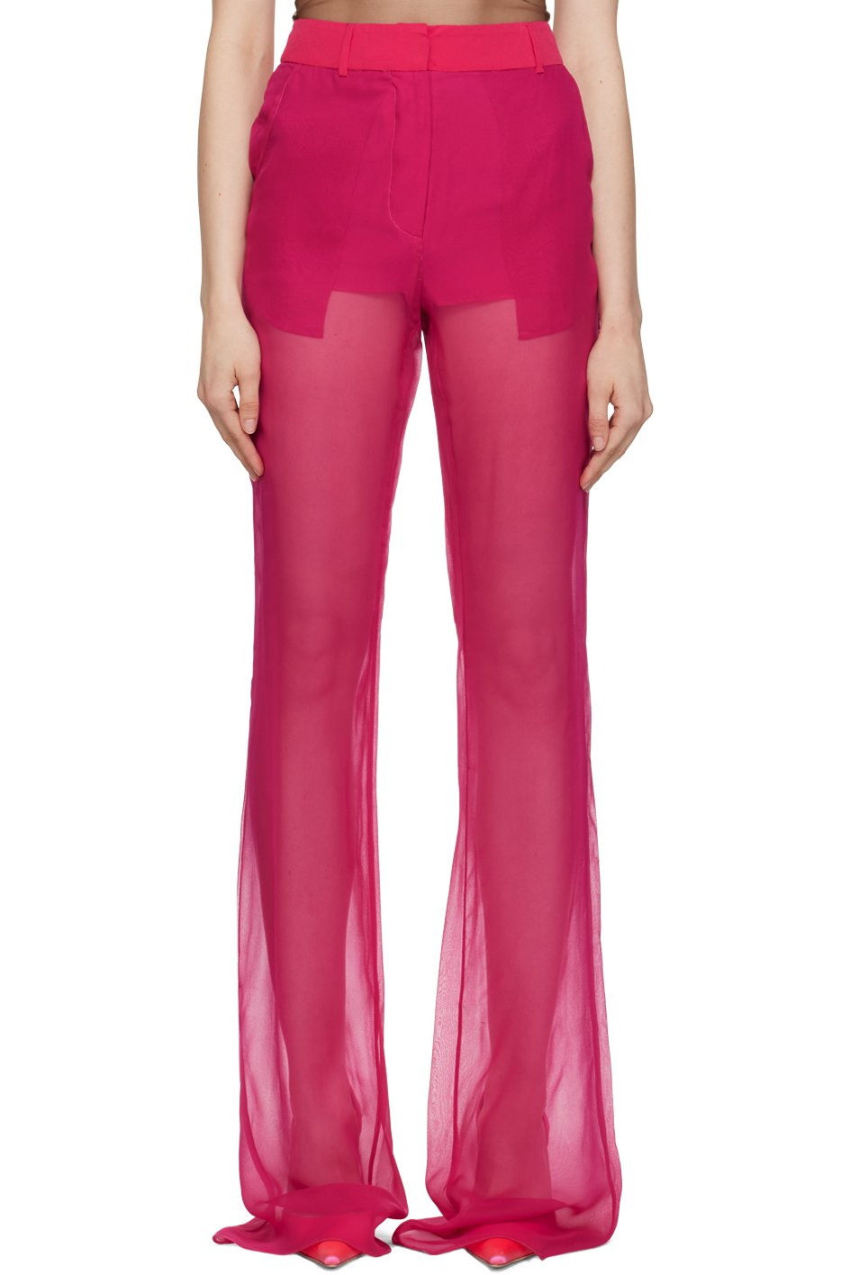 Nensi Dojaka - Pantalon transparent rose