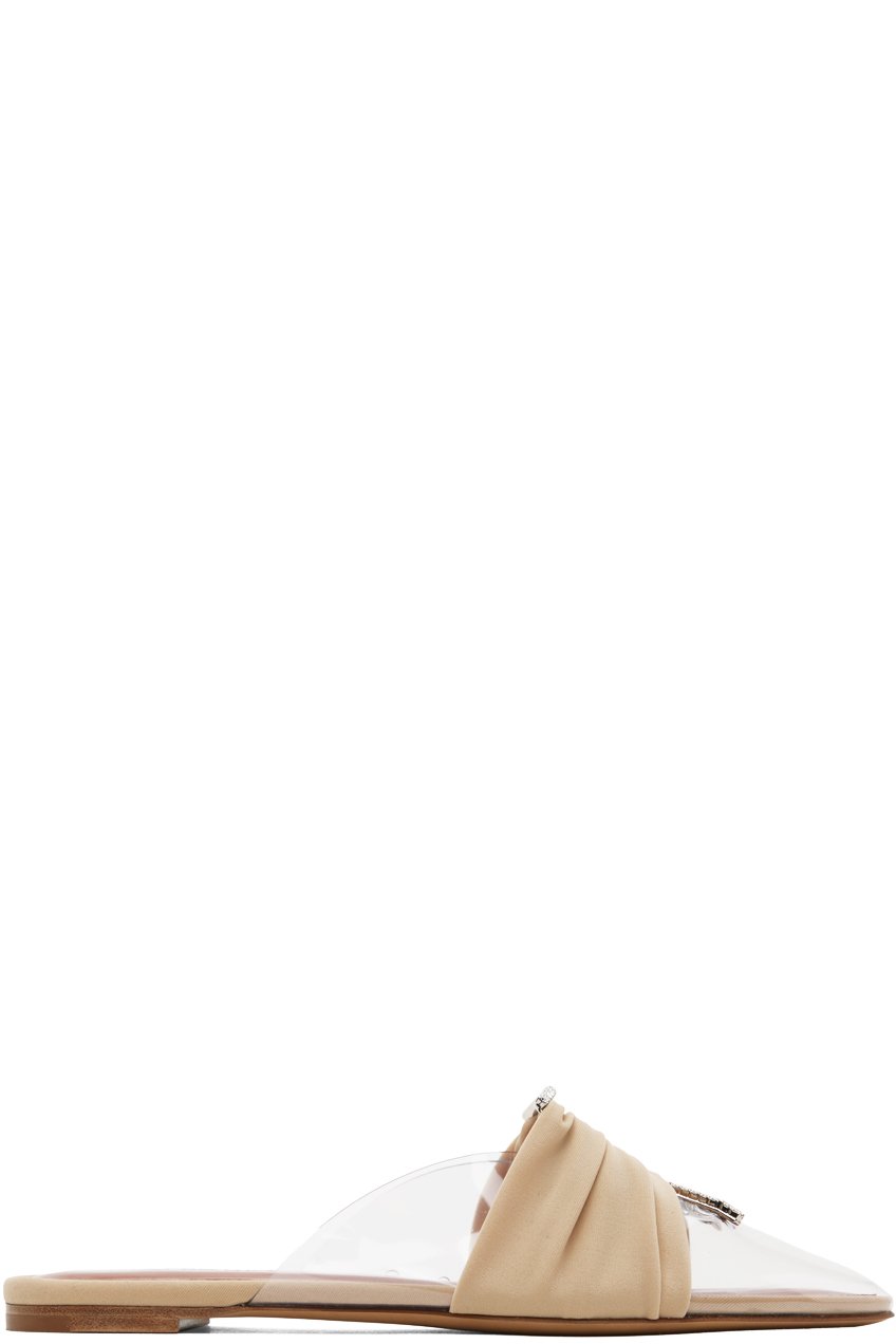 Nensi Dojaka - Beige Pointed Toe Mule Flats