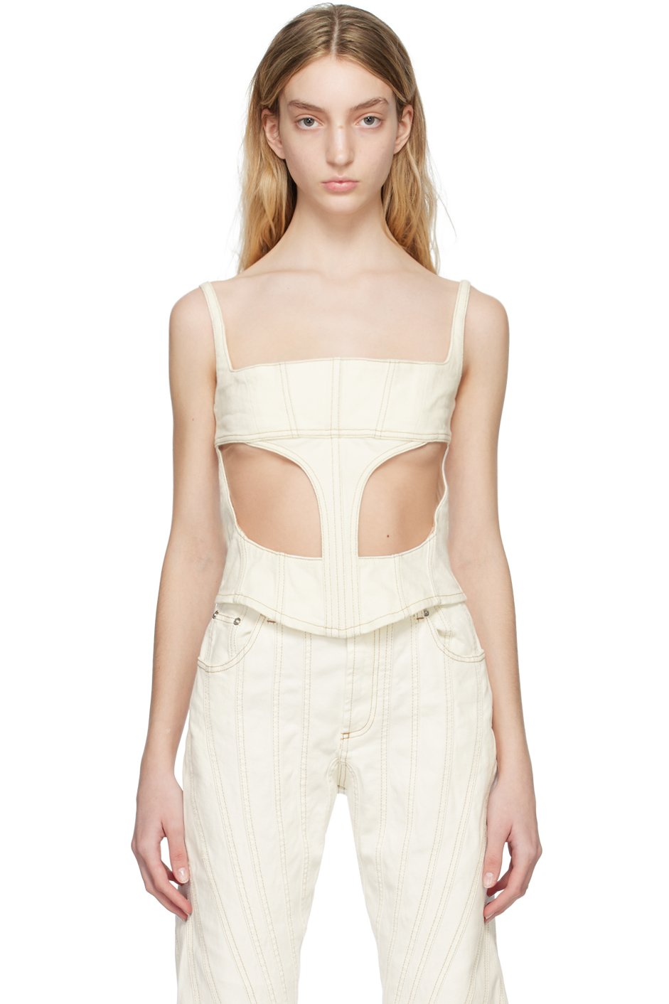 Mugler - Débardeur blanc cassé exclusif à SSENSE