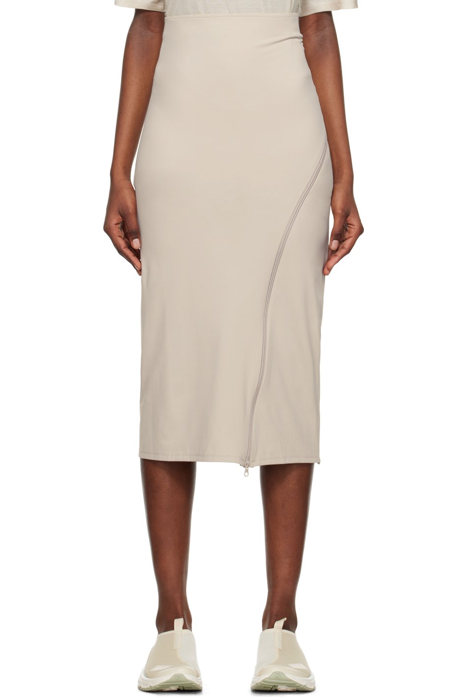POST ARCHIVE FACTION (PAF) - Jupe midi taupe - 5.0+ Center