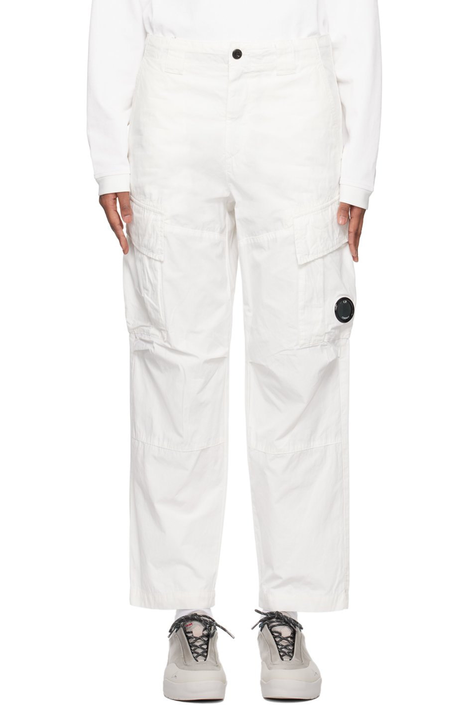 C.P. Company - Pantalon cargo blanc à lentille