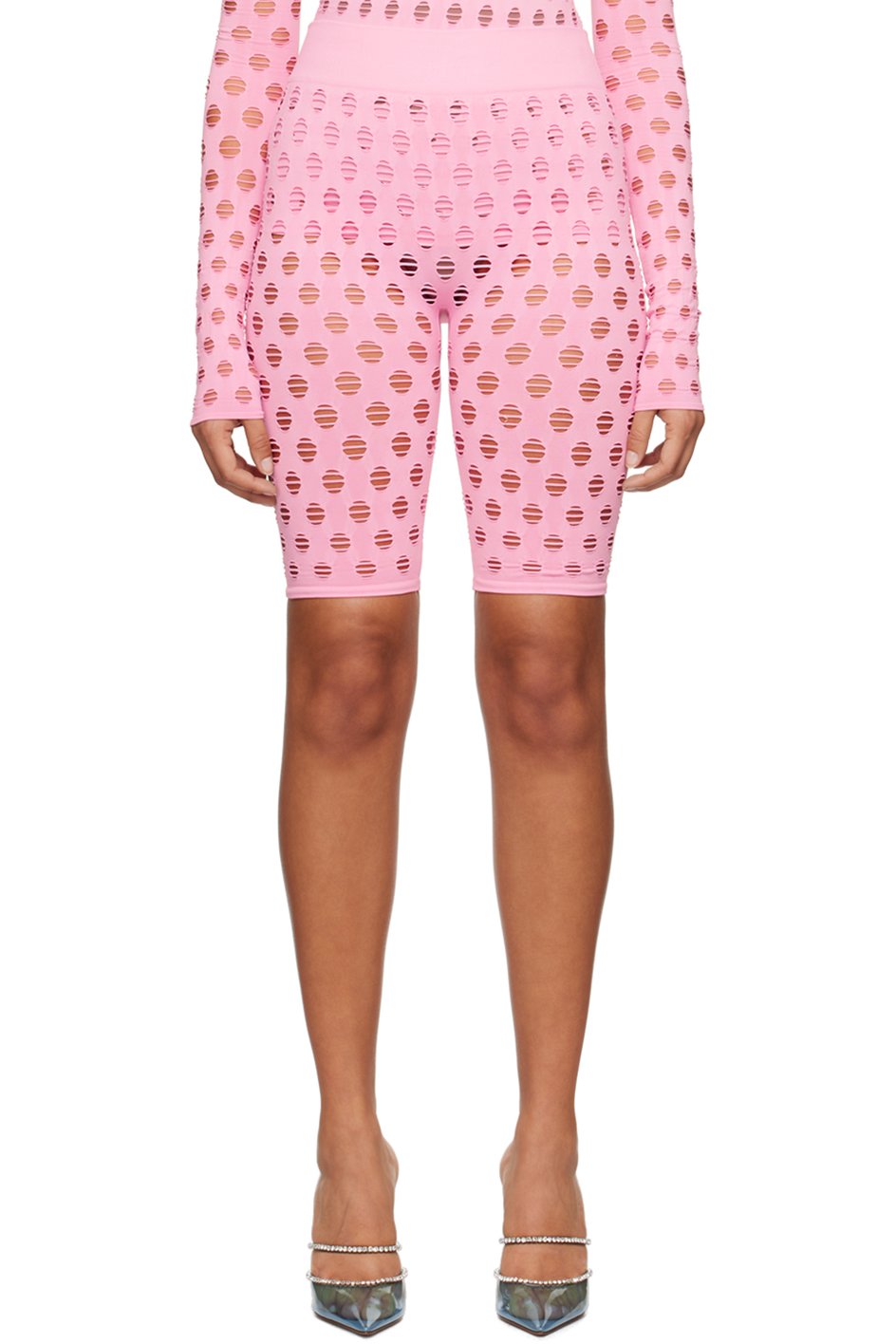 Maisie Wilen - Short rose à perforations