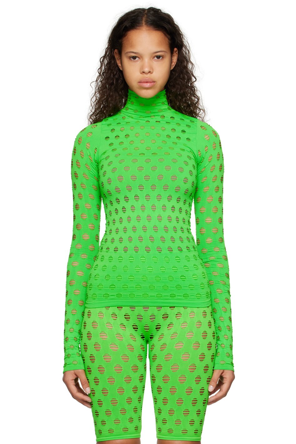 Maisie Wilen - Col roulé vert à perforations