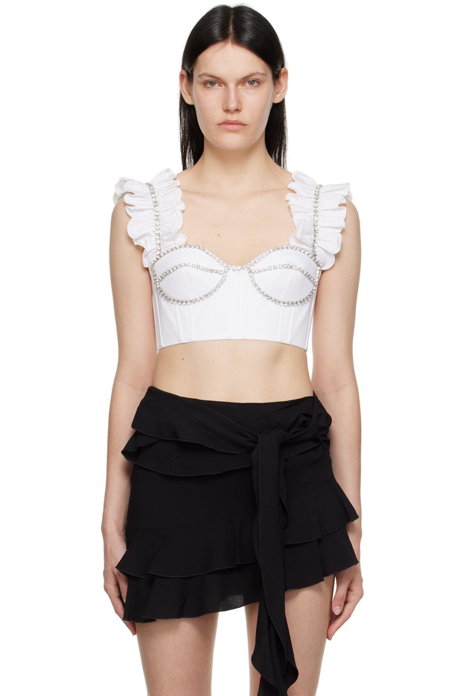 AREA - White Ruffle Tank Top