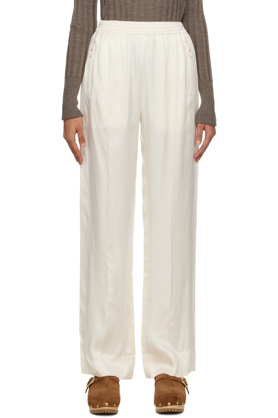 See by Chloé - Pantalon de détente blanc cassé à coutures pincées