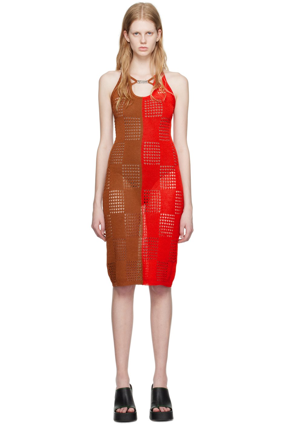 Andersson Bell - Red & Brown Keira Midi Dress