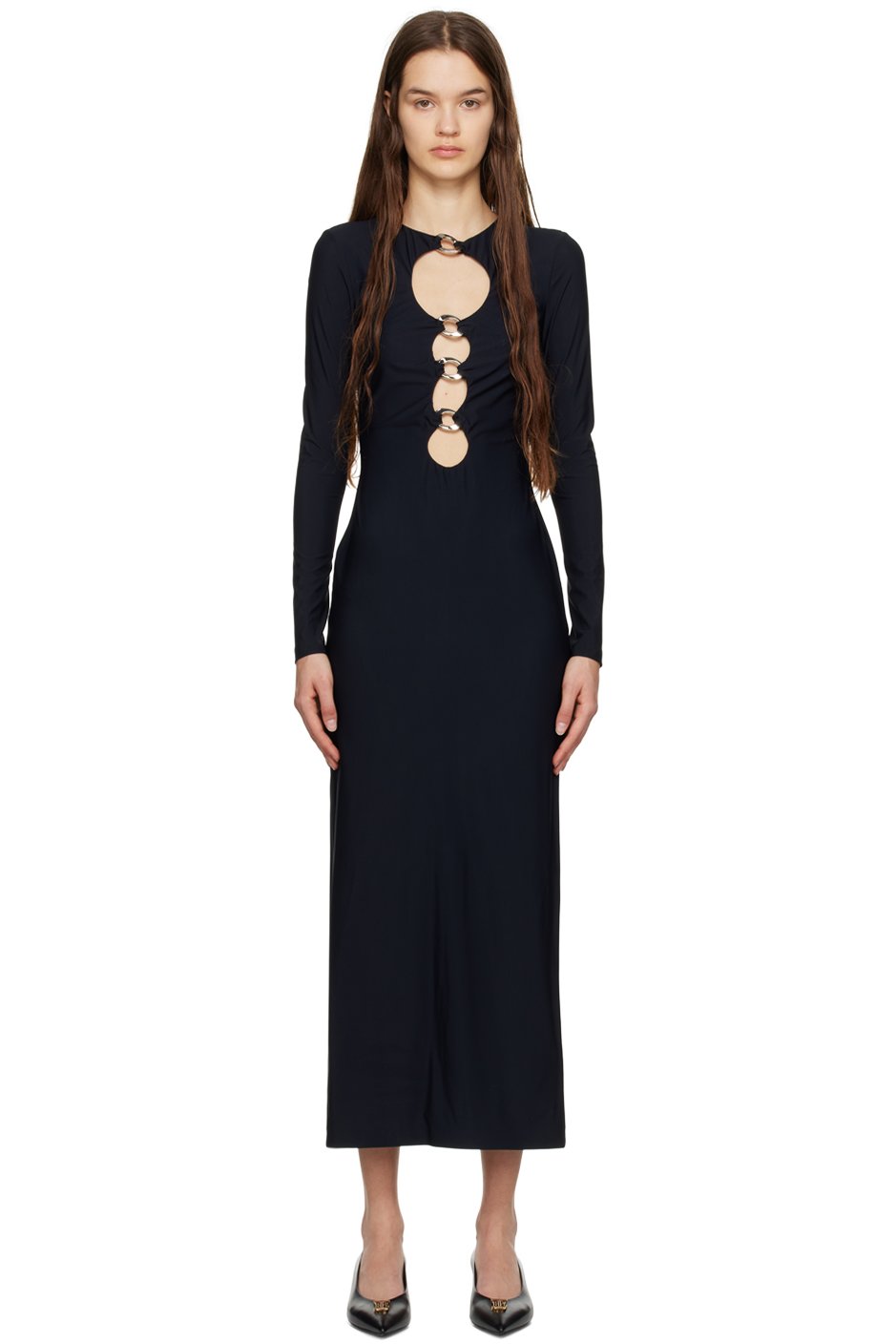 Burberry - Robe longue noire à découpes