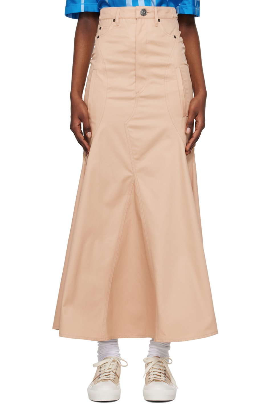 Burberry - Jupe longue évasée beige