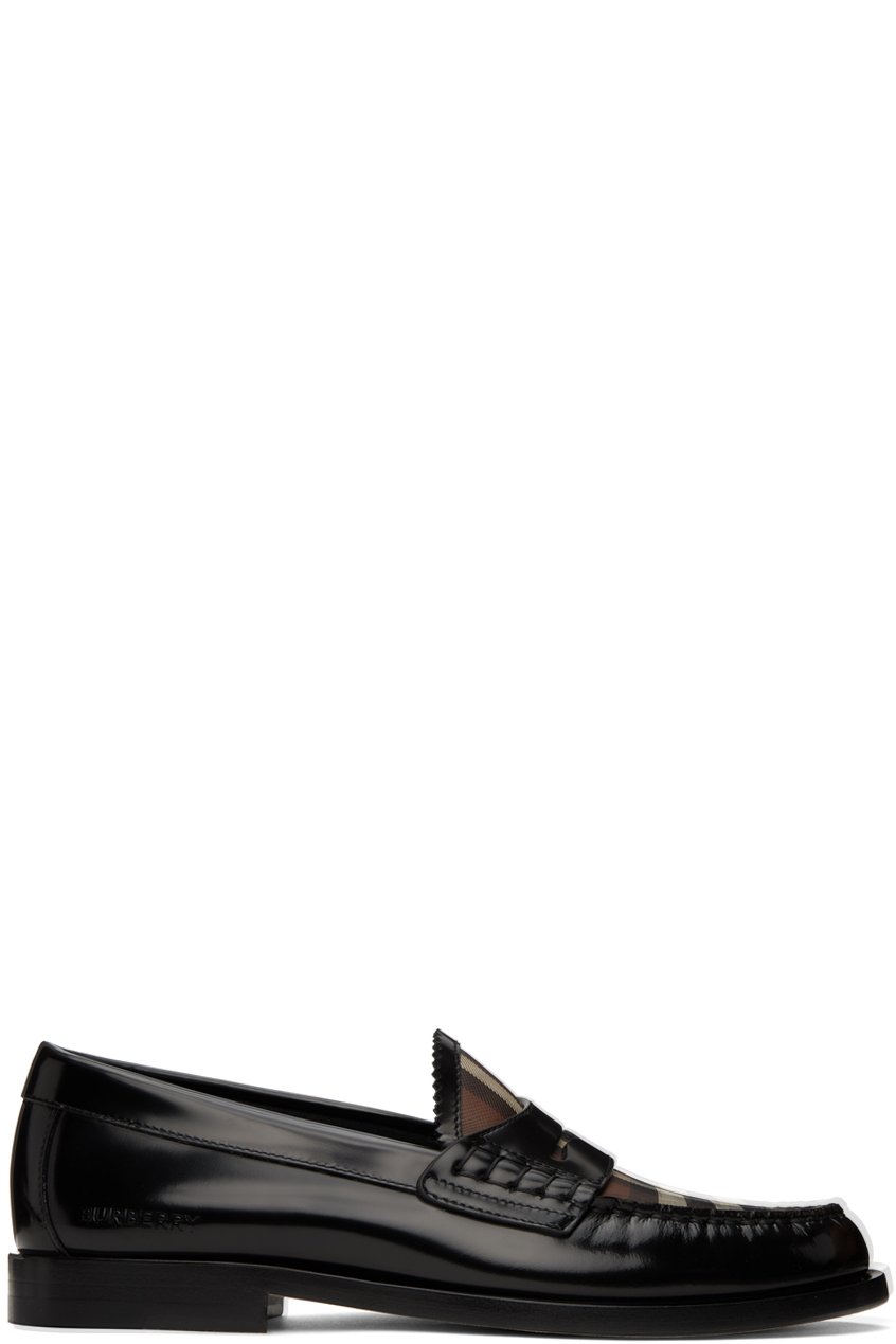 Burberry - Black & Brown Check Loafers