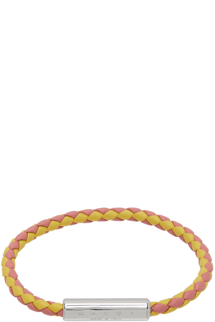 Marni - Pink & Yellow Braided Leather Bracelet
