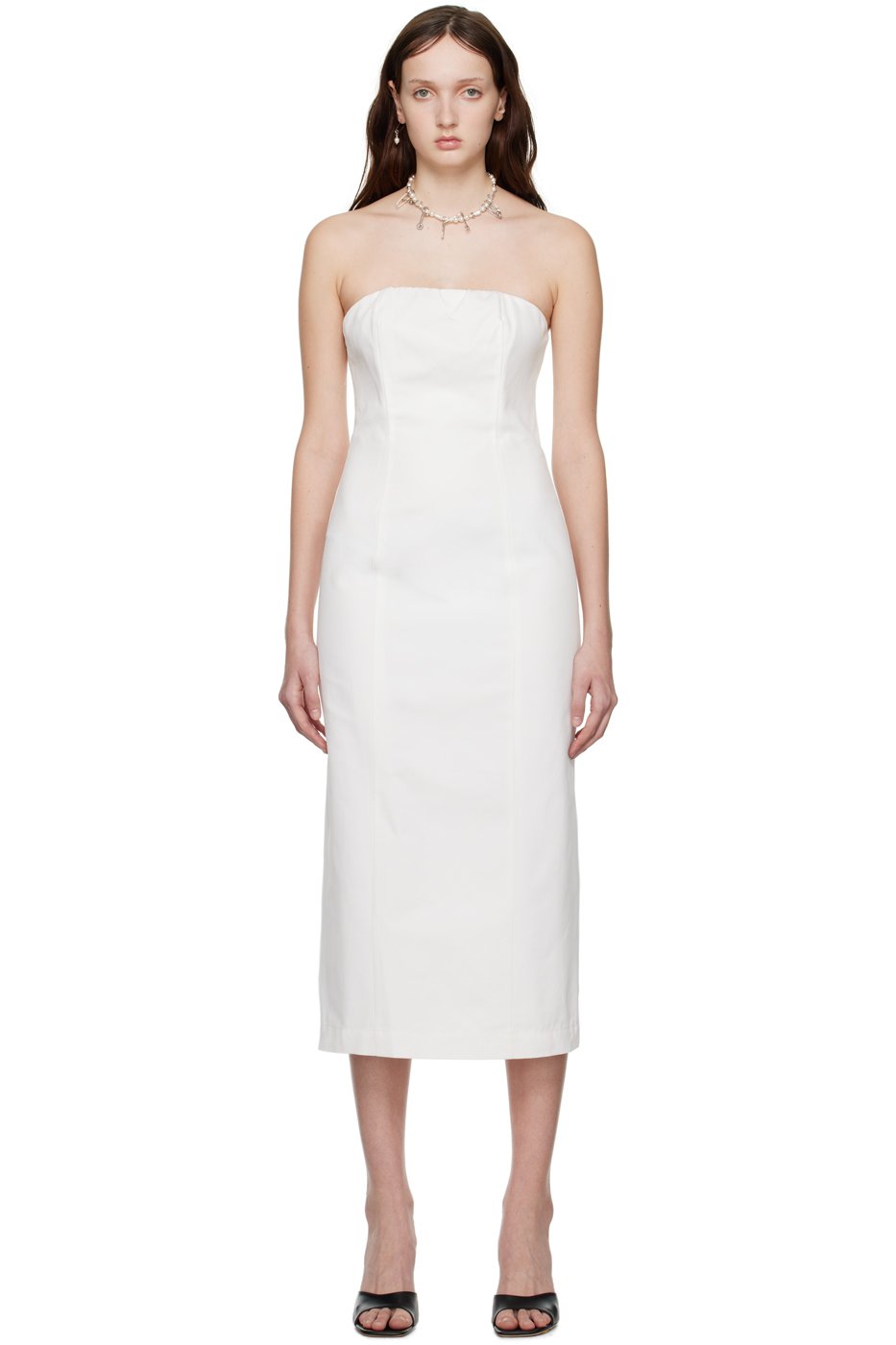 Staud - Robe midi Daniela blanche