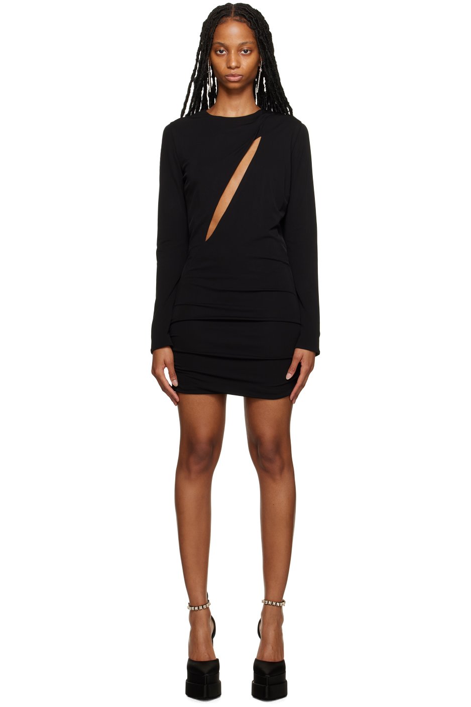 Versace - Robe courte noire à découpe