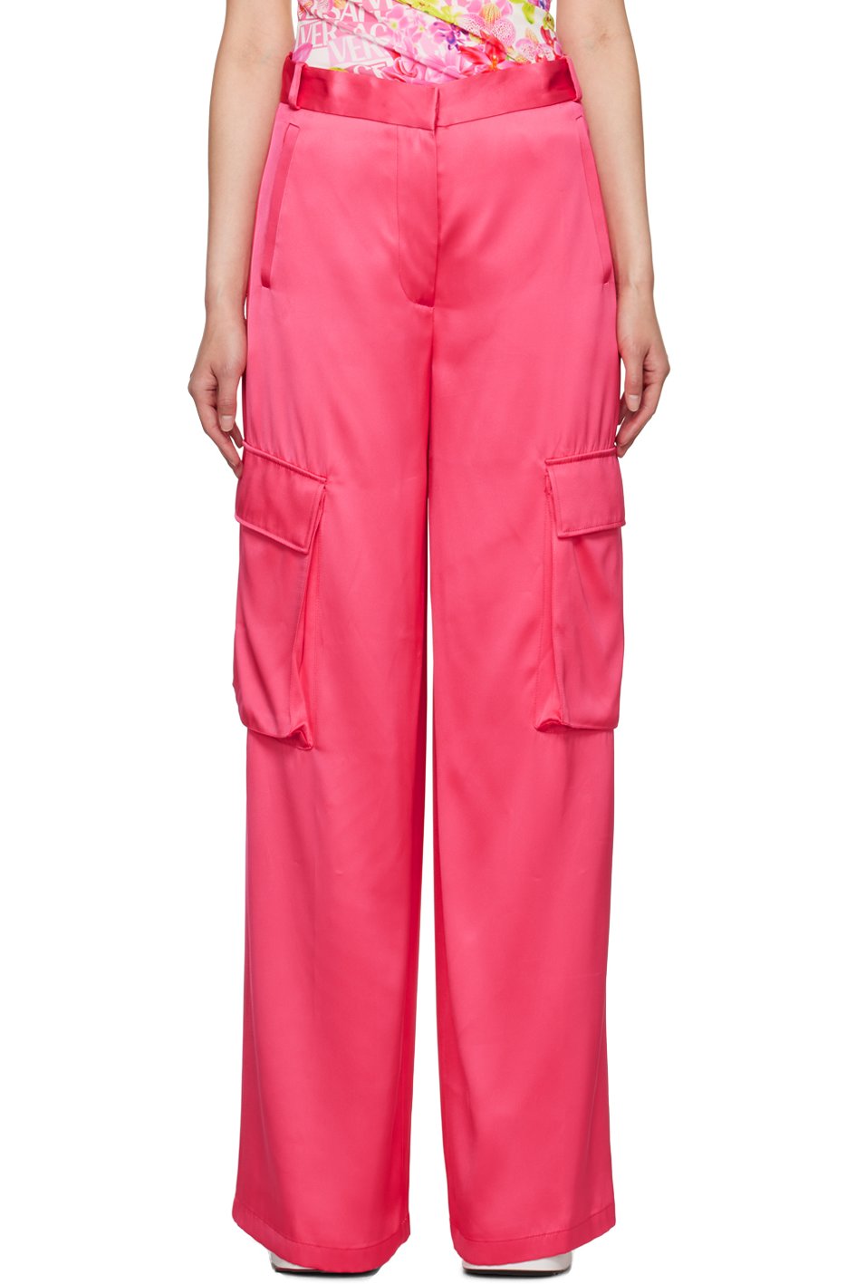 Versace - Pantalon rose à poches cargo