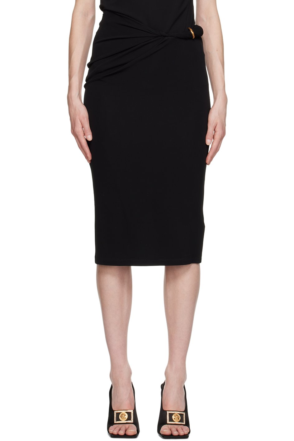 Versace - Jupe midi noire à taille roulée