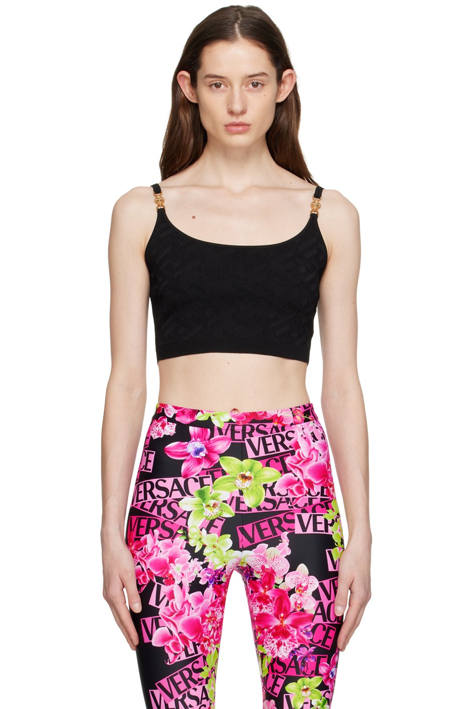Versace - Camisole noire à ferrures à logo Medusa