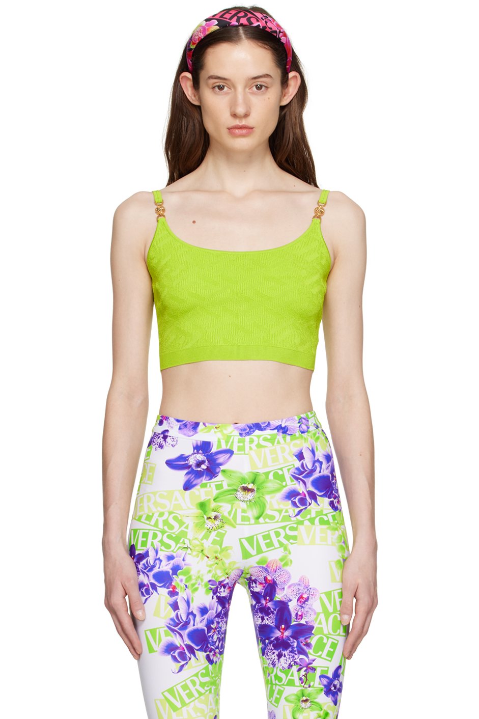 Versace - Camisole verte à logos Medusa