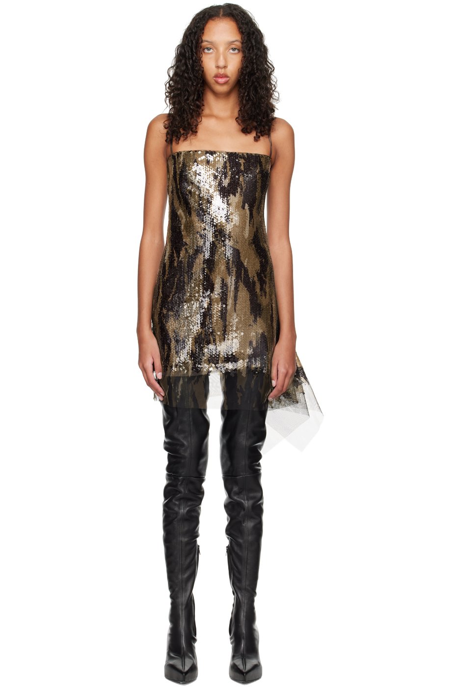 Dion Lee - Robe courte Vertical Horizon brune