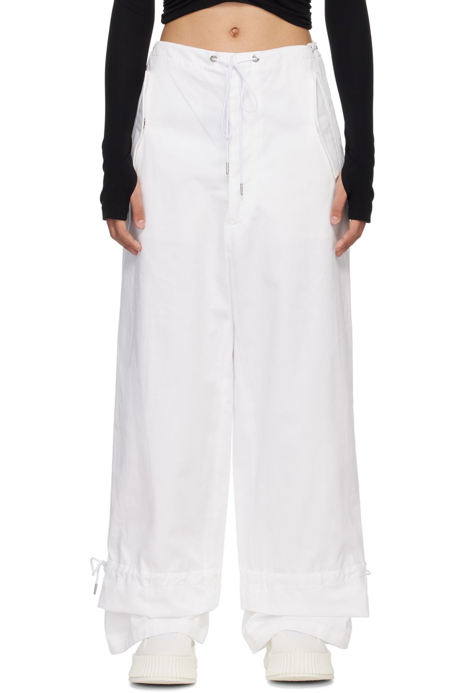 Dion Lee - Pantalon blanc à œillet et à cordons coulissants à nouer