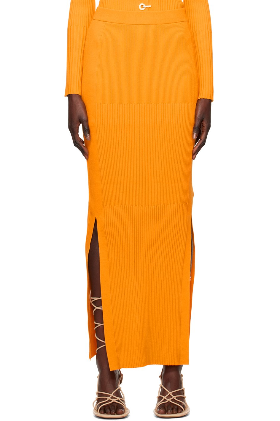 Dion Lee - Jupe longue jaune à côtes dégradées
