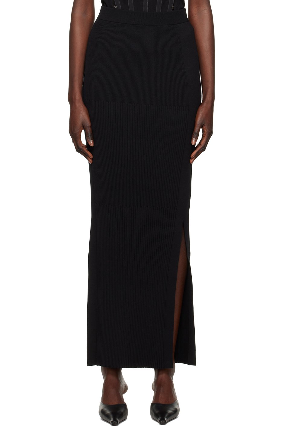 Dion Lee - Jupe longue noire à côtes dégradées