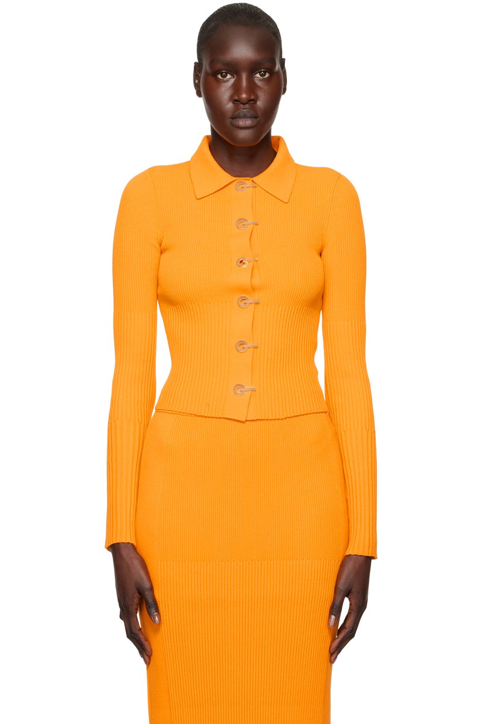 Dion Lee - Cardigan jaune à côtes dégradées