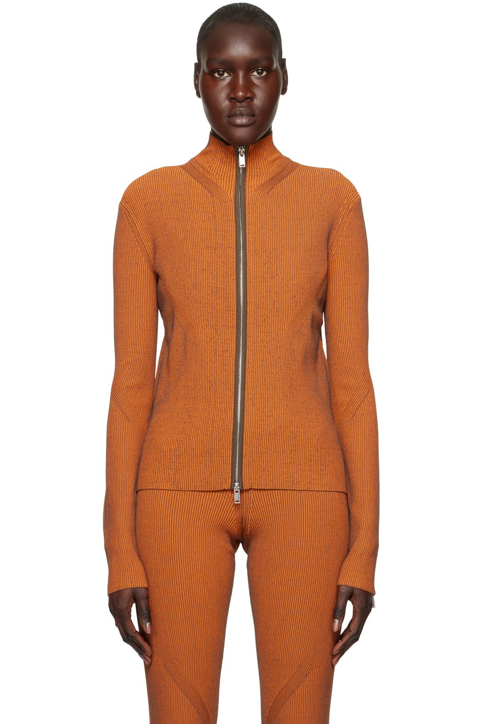 Dion Lee - Pull côtelé orange à glissière