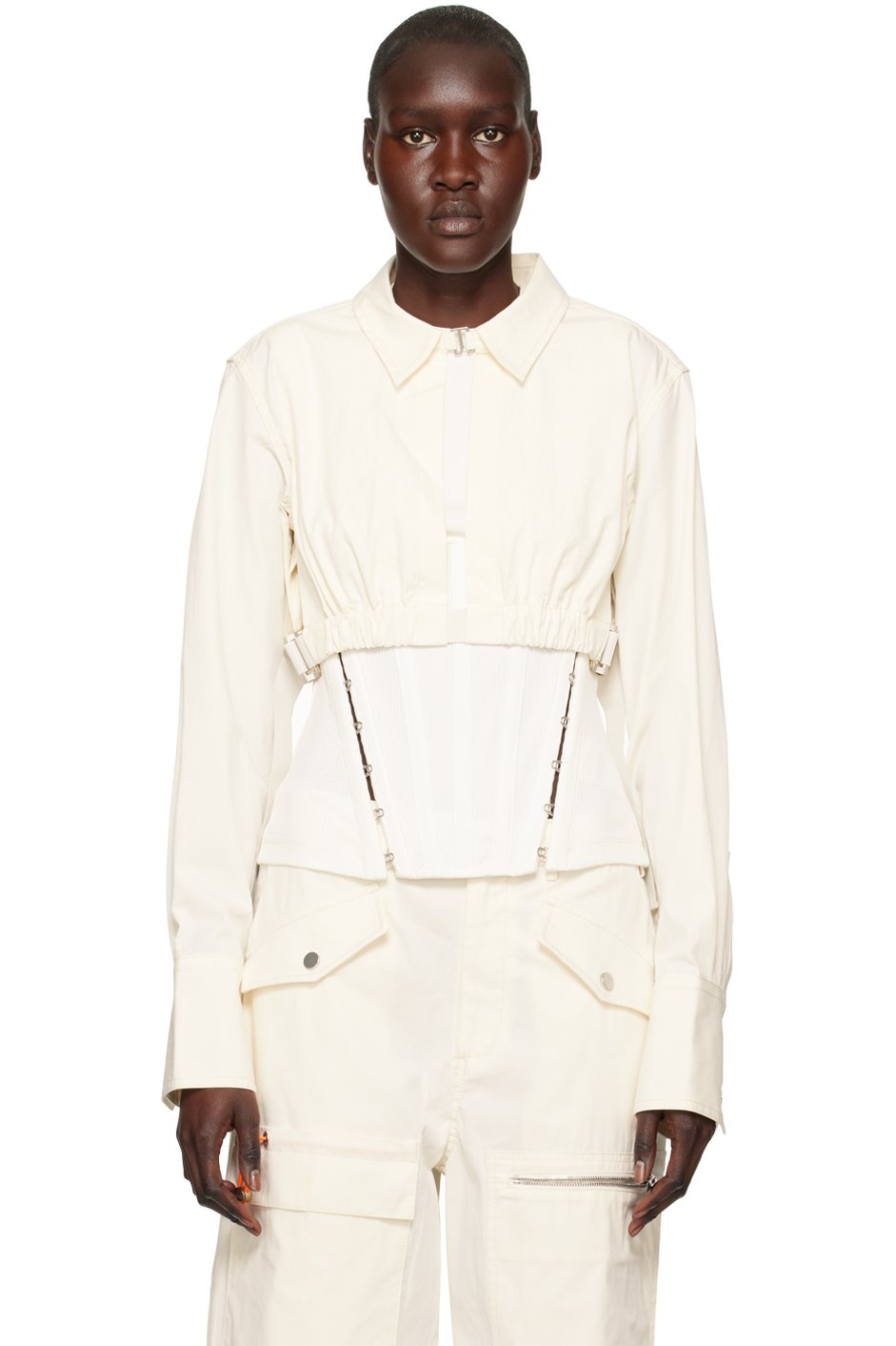 Dion Lee - Chemise blanc cassé à pattes coulissantes