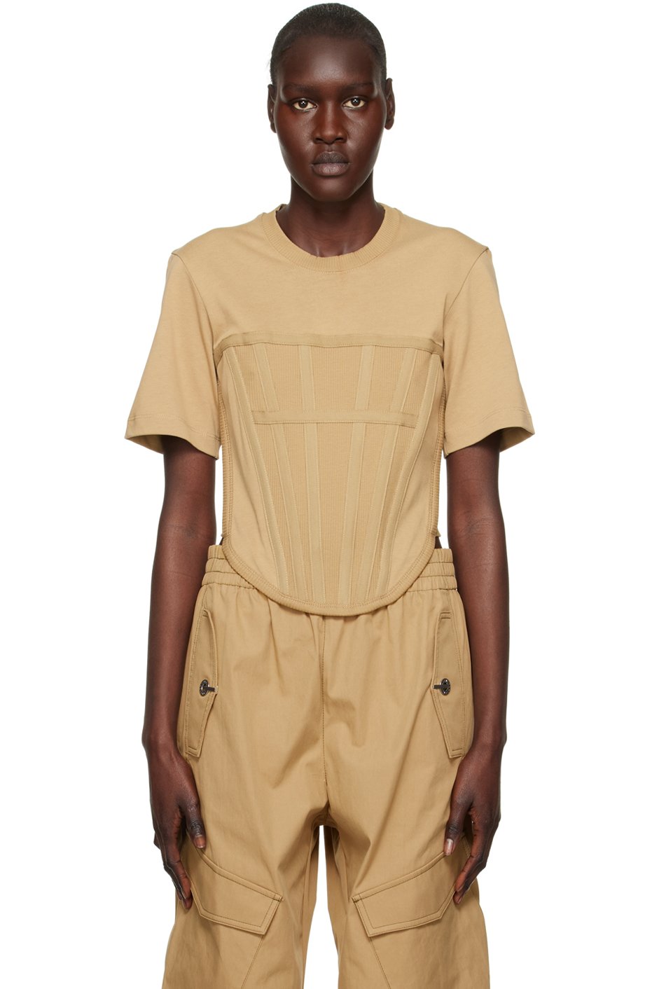 Dion Lee - T-shirt de style corset kaki