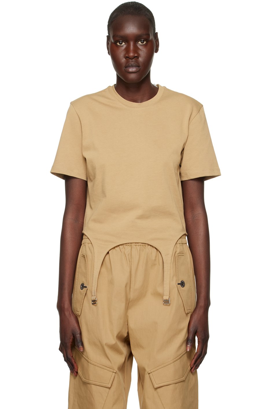 Dion Lee - T-shirt kaki à jarretelles