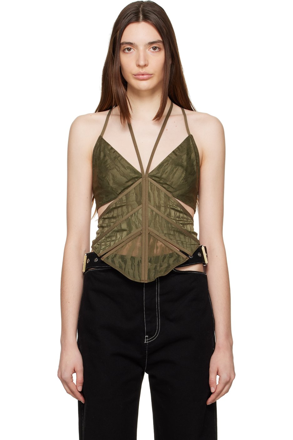 Dion Lee - Corset vert à motif camouflage