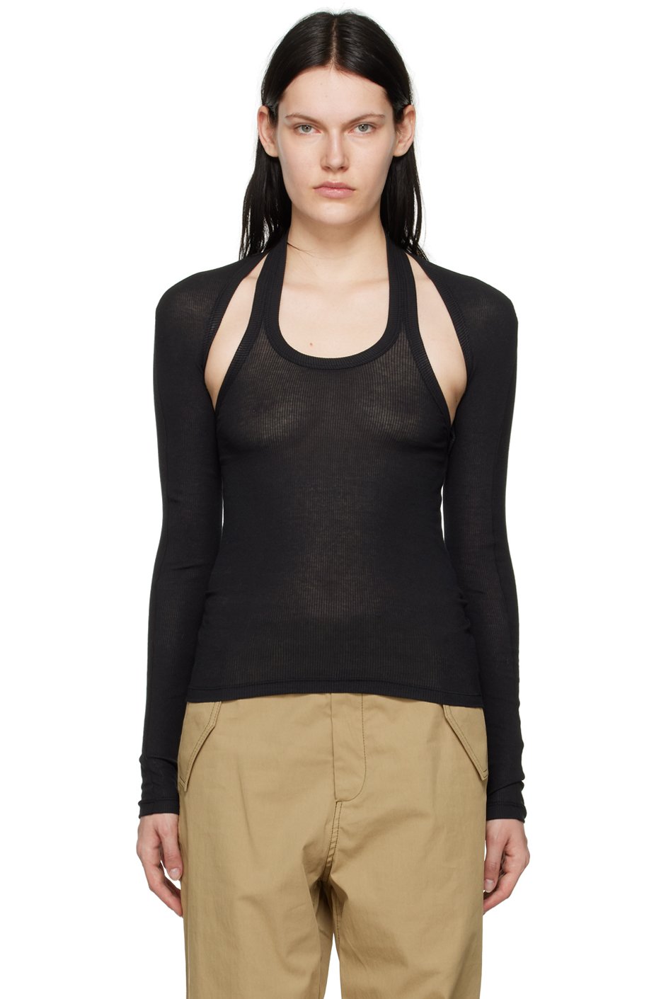 Dion Lee - T-shirt à manches longues modulaire noir